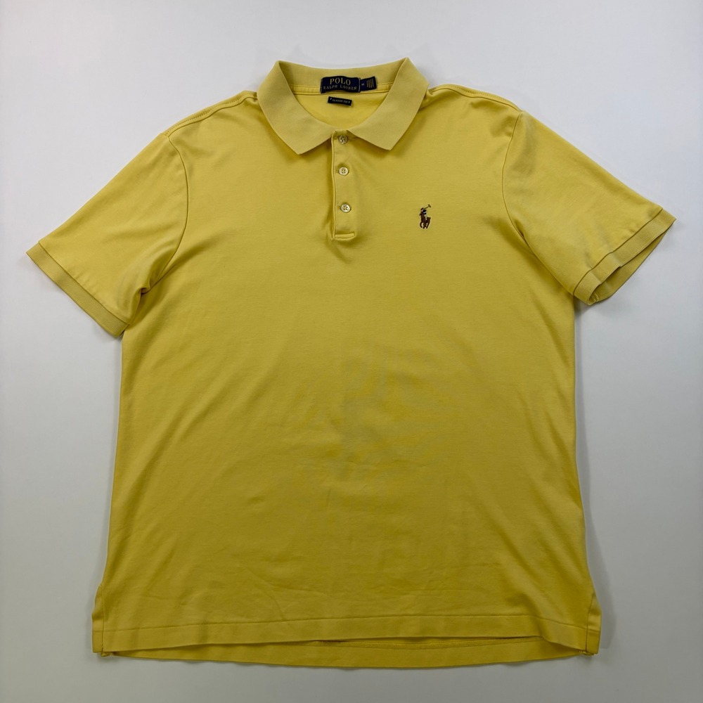 Polo Ralph Lauren Classic Fit Polo Shirt Mens Medium Yellow Cotton Short Sleeve